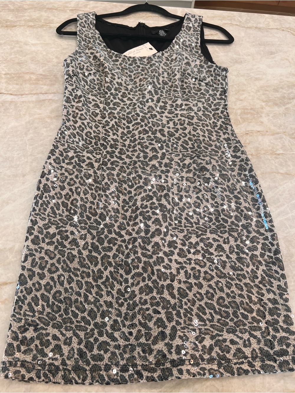 Aqua Silver Leopard Sequin Mini Dress - Picture 4 of 5